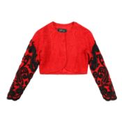 Genny Red Embellished Bolero Jacket - Size 42