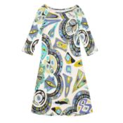 Pucci Blue Jersey Signature Boat Neck Dress