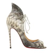 λ Christian Louboutin Silver Python Megavamp Pump - Size 39