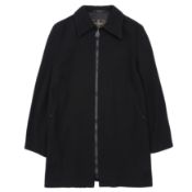 Fendi Black Tessuto Zip Front Long Jacket - Size 44