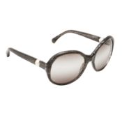Chanel Black Giltter CC Pearl Oval Sunglasses