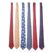 Hermes Mixed Colour Six Silk Ties