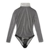Gianfranco Ferre Silver Lurex Bodysuit - Size 12