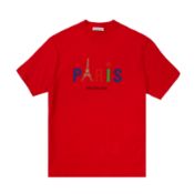 Balenciaga Men's Red Vintage Paris Love T-Shirt - Size XXS