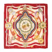 Hermès 'Parmi les Fleurs Je Compte les Heures' Silk Scarf