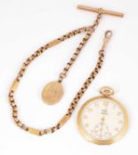 A Victorian yellow metal fancy link watch chain