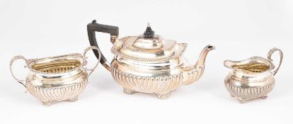 An Edwardian three-piece silver tea service