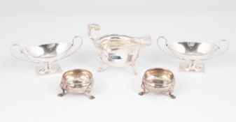 A pair of twin-handled silver salts