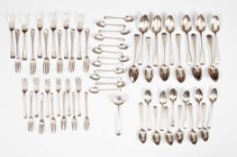 A matched canteen of silver flatware