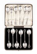 A set of six silver coffee spoons