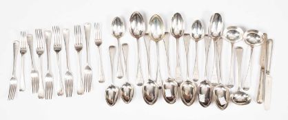 A quantity of Old English pattern silver flatware