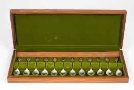 A set of Royal Horticultural Society silver flower spoons