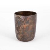 A silver beaker