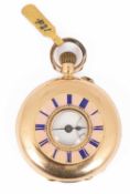 A lady's 18k gold cased half hunter pocket watch