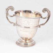 A silver two-handled trophy cup