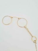 Lorgnon Art Deko mit Kette in 14K Gold ca. 1920