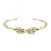 Tiffany & Co. Infinity Diamond Cuff Bangle, 18K Yellow Gold with Diamonds, Women's, and Clear