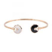 Cartier Amulet Bracelet, Mother of Pearl and Onyx, 18K Pink Gold with Diamonds, Women's, Gold, White
