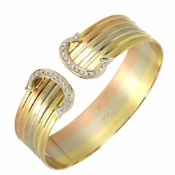 Cartier 2C Trinity Diamond Bangle, 17.5cm, 18K Yellow Gold, White and Pink 750 C2 Bracelet