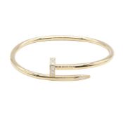 Cartier Juste Un Clou Bangle, Diamond 18K Yellow Gold, Diamond, Women's, Clear, B6048617