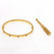 CARTIER New Love Bracelet Small 10P Full Diamond 18KYG Women's Gold