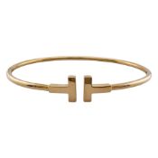 Tiffany T-Wire Bangle, 18k Gold, Women's, Pre-owned, TIFFANY & Co.