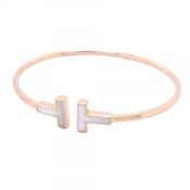 Tiffany Bangle T-Wire 18KPG Pink Gold Mother of Pearl Women's