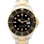 Rolex Sea-Dweller Random Serial Number Watch, 18K (Yellow Gold) Stainless Steel, Men\'s, Black, 1266