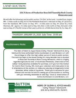 Hawes - +/-154.76 Acres of Unimproved Rose Dell Twp., Rock Co., MN Land