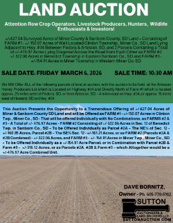 Bornitz – +/-622.59 Surveyed Acres of Miner & Sanborn County, SD Land
