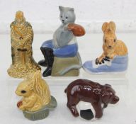 Wade - five Ceramic Figures to include Arthur Camelot, Dick Whittington Cat, Rabbit in Shoe,