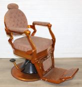 Vintage Copper Finish Hydraulic Reclining Barber’s Chair with Footrest & Adjustable Headrest, 62cm x