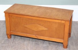 A vintage pine storage trunk or ottoman, 107cm x 43cm x 50cm