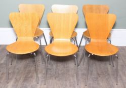 A set of six retro style bentwood and chrome legged chairs, each 82cm tall [6]