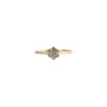 A 9ct gold diamond cluster ring, approx UK size L, 1.3g.
