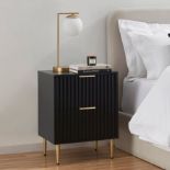 Grade-B ref LOT361 Dusk Evie 2 Drawer Bedside Table - Black RRP œ143