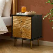 Dusk Georgie 2 Drawer Bedside Table - Black/Gold RRP £129