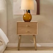 Dusk Heidi Oak 2 Drawer Bedside Table - Light Wood RRP £139