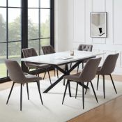Dusk Brooke Rectangle Extendable 6-10 Seater Dining Table - Stone/Black RRP £299