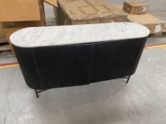 Roseland Furniture Milo Mango & Marble Fluted Large Sideboard Black RRP £855