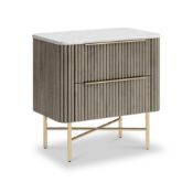 Roseland Furniture Amelie Grey Fluted 2 Drawer Bedside Table RRP £335