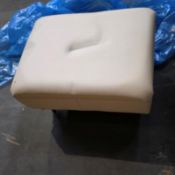 Light grey leather footstool with dark legs 65x47x37  £100