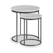 Roseland Furniture Pimlico Grey Marble Grey Frame Nest of 2 Tables RRP £175