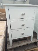 Roseland Furniture Chester White 3 Drawer Bedside Cabinet RRP Â£145