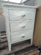 Roseland Furniture Chester White 3 Drawer Bedside Cabinet RRP Â£145