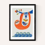 East End Prints East End Prints Sloth by Rachel Lee 25x30 Black Framed Art Print RRP Â£50.00