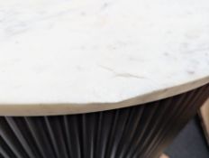 Roseland Furniture Milo Mango & Marble Round Fluted Coffee Table RRP £670 - ROS-OUT-00319