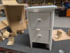 Roseland Furniture Chester White Narrow 2 Drawer Bedside Cabinet RRP £110 - ROS-OUT-00395