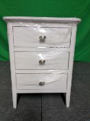 Roseland Furniture Chester White 3 Drawer Bedside Cabinet RRP £145 - ROS-OUT-00521