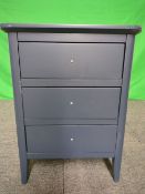 Roseland Furniture Stirling Blue 3 Drawer Bedside Table RRP £140 - ROS-OUT-00474